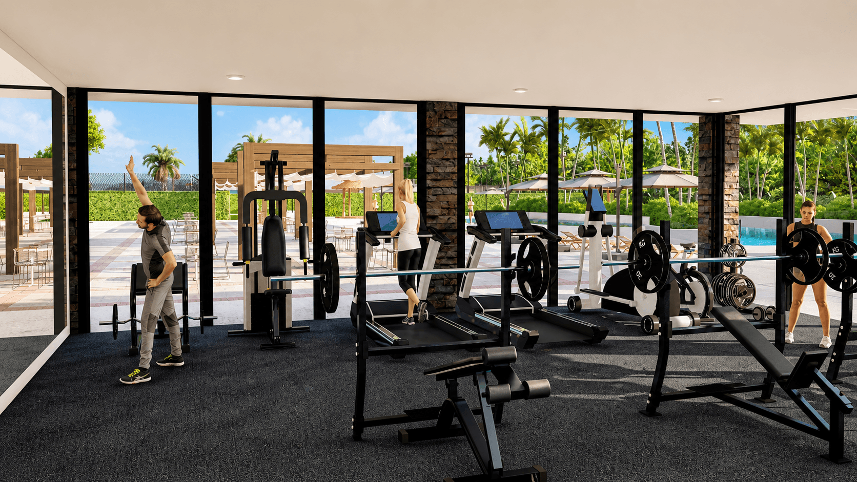 Areguá Forest — Gimnasio con vistas al complejo